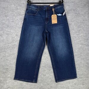 Project Indigo Siz-15 Womens The Barrel Boyfriend Jeans Dark Wash High Rise